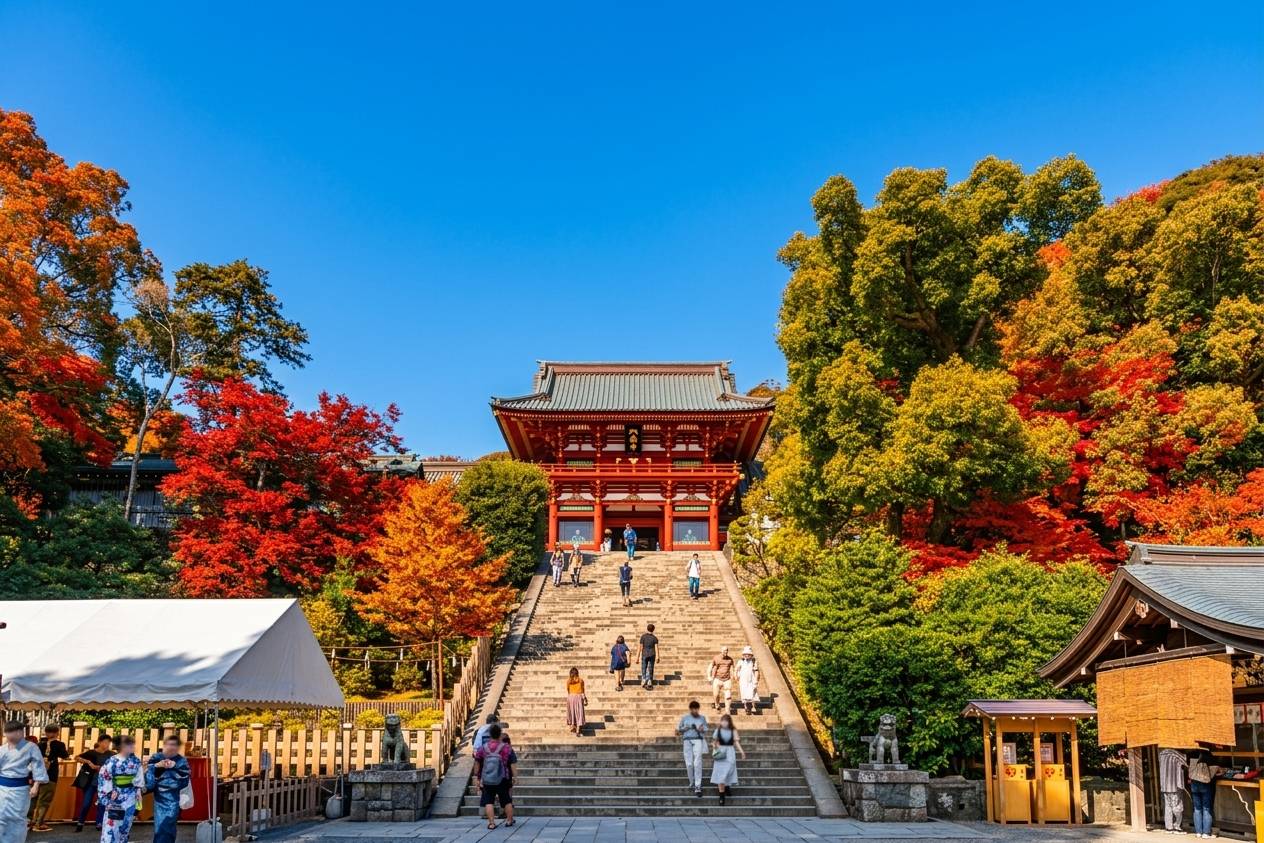 熱海花火、紅葉、溫泉二天團【保証入住熱海溫泉酒店- 豐富自助餐、紅葉名所修善寺-竹林、鐮倉鹤岡八幡宫、小田原城址紅葉公園】(KTH-02A)