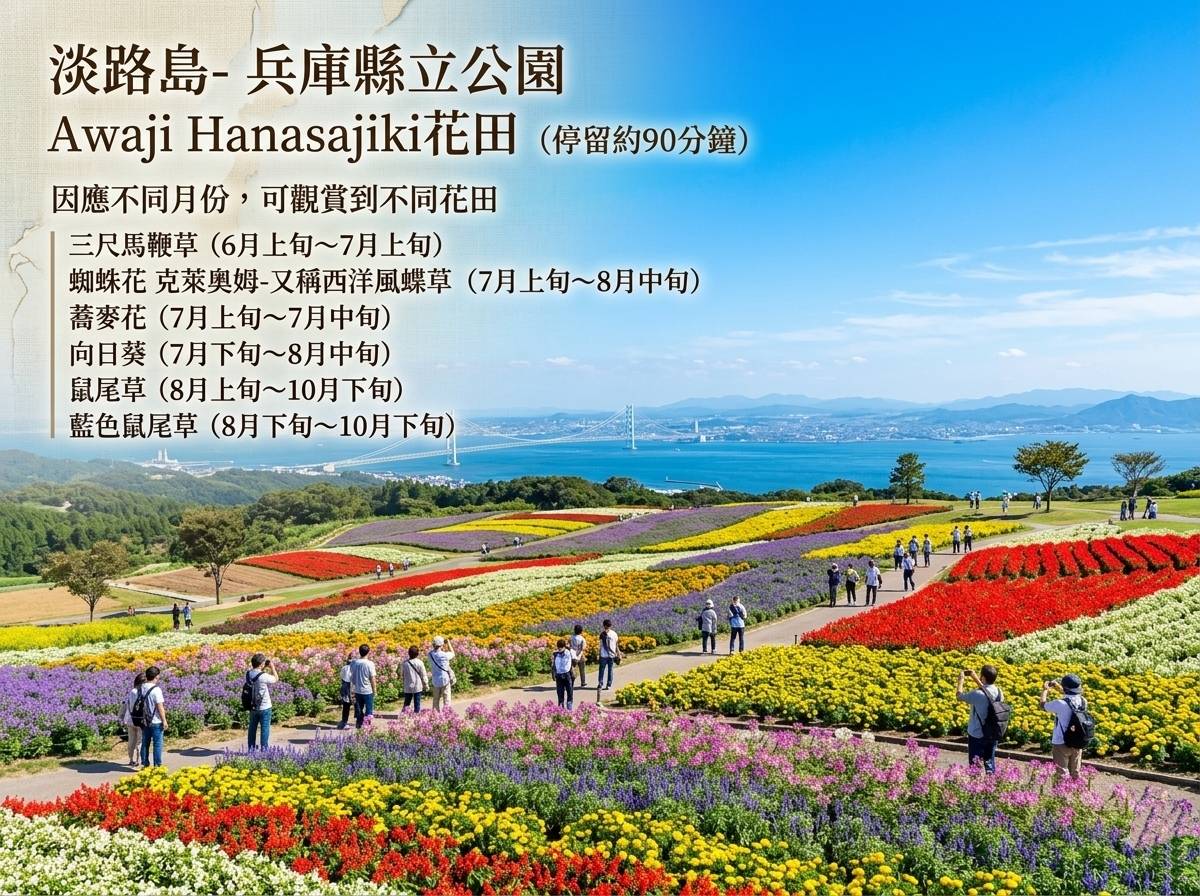 大阪出發- 賞花田親親樹熊一天團【淡路島花海、英格蘭之丘動物的主題公園 、渦之丘大鳴門橋記念館、打咭巨型洋蔥】(KOI-01S)