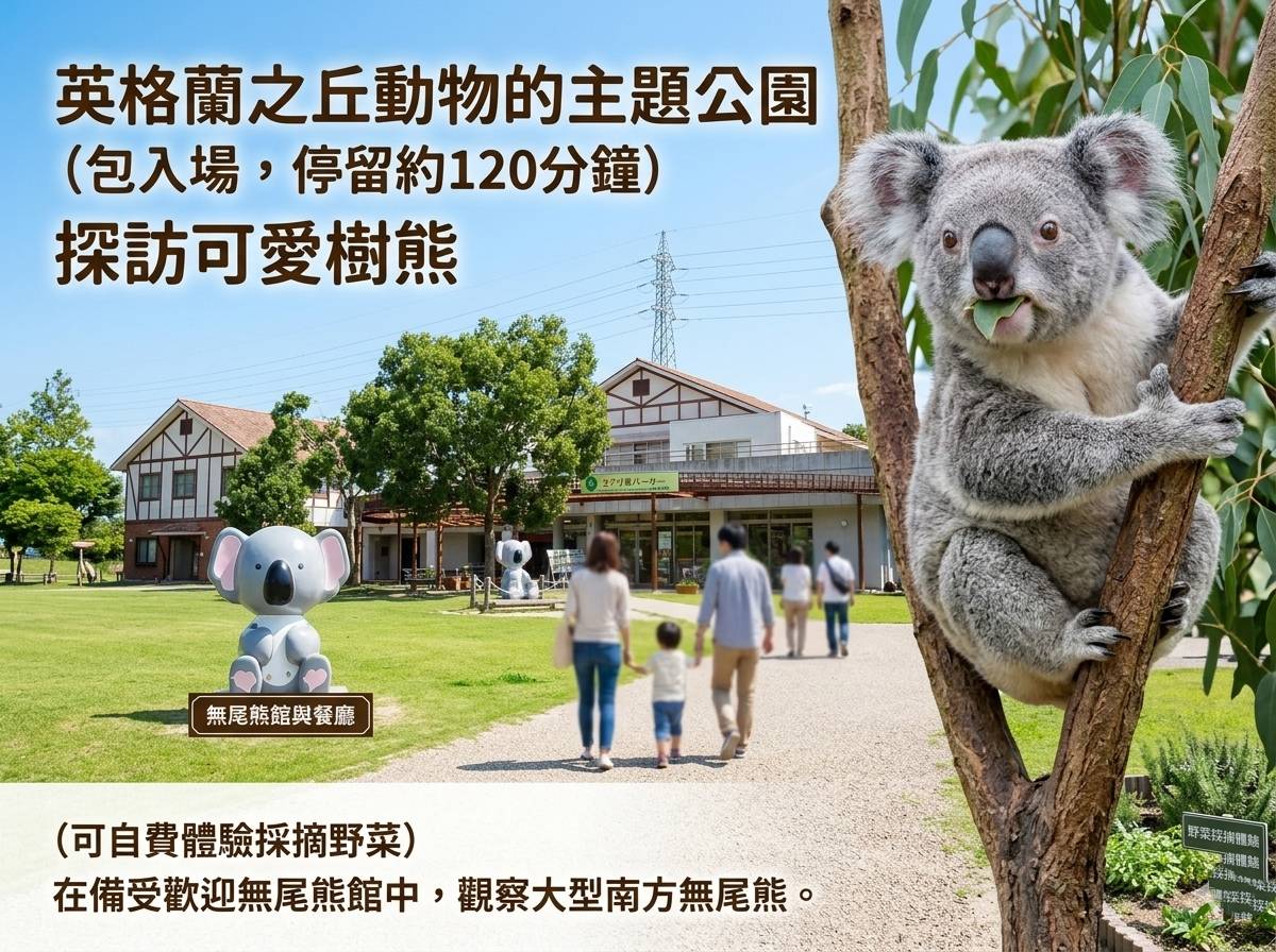 大阪出發- 賞花田親親樹熊一天團【淡路島花海、英格蘭之丘動物的主題公園 、渦之丘大鳴門橋記念館、打咭巨型洋蔥】(KOI-01S)